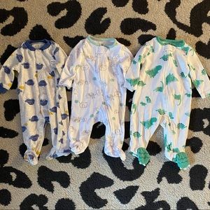 Set of 3 baby boy sleepers